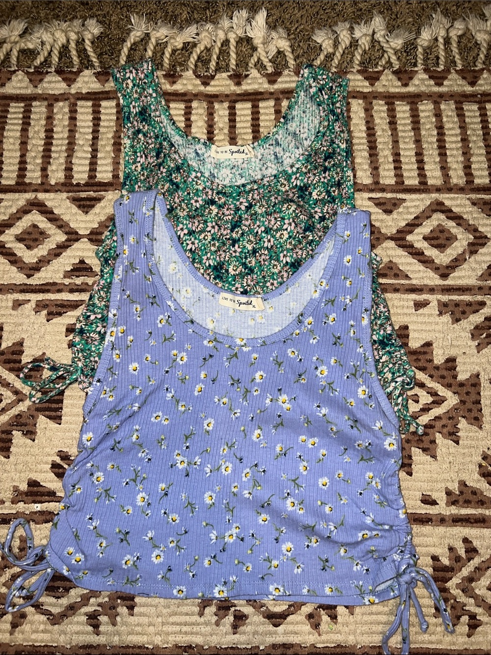 Two Ribbed Crop Top Tanks with Side Ties